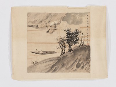 Lot 207 - ‘SCHOLARS ON A BOAT’, BY FU BAOSHI (1904-1965), DATED 1962