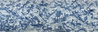 Lot 84 - A LARGE AND VERY HEAVY BLUE AND WHITE ‘HUNDRED DEER’ JARDINIÈRE, MING DYNASTY