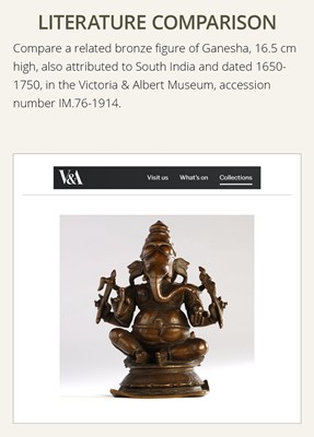 Lot 246 - A SILVER-INLAID COPPER ALLOY FIGURE OF GANESHA, SOUTH INDIA, C. 1650-1750