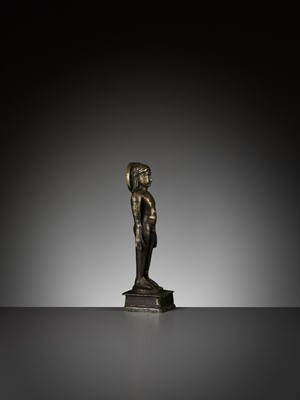 Lot 677 - A SILVER-INLAID BRONZE FIGURE OF A JINA, SOUTH INDIA, 10TH - 11TH CENTURY