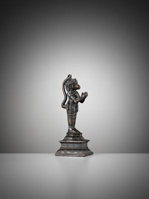 Lot 690 - A BRONZE FIGURE OF HANUMAN, INDIA, 17TH CENTURY