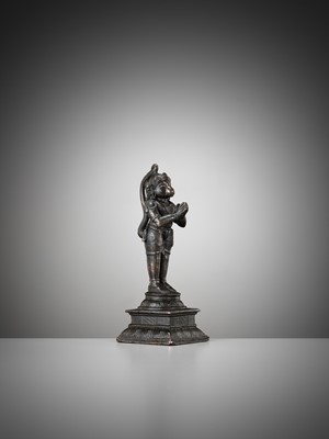 Lot 690 - A BRONZE FIGURE OF HANUMAN, INDIA, 17TH CENTURY