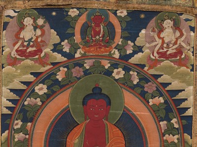 Lot 156 - A THANGKA OF RED AMITHABA, TIBET, 18TH-19TH CENTURY