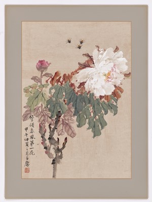 Lot 573 - ‘PEONY AND BEES’, BY FANG ZHAOLIN (1914-2006), DATED 1954