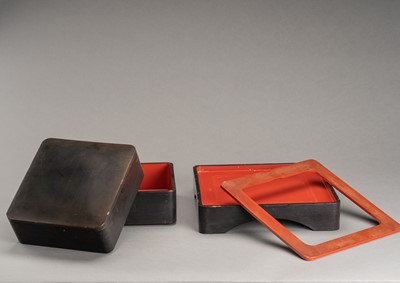 Lot 191 - A GROUP OF LACQUER PICNIC ITEMS