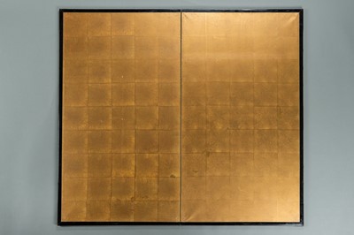 Lot 1245 - A PAIR OF TWO PANEL ‘GOLD LEAF’ SCREENS, EDO