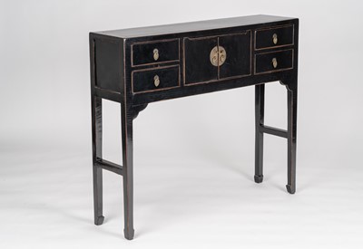 Lot 1087 - A BLACK LACQUERED CONSOLE TABLE, MEIJI