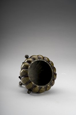 Lot 1137 - A ‘MELON’ BRONZE TRIPOD CENSER, MEIJI