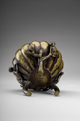 Lot 1137 - A ‘MELON’ BRONZE TRIPOD CENSER, MEIJI