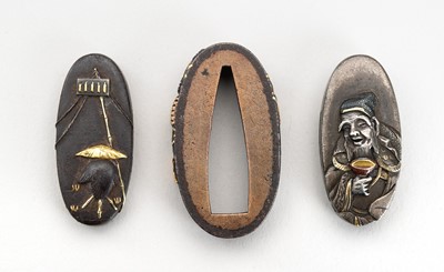 Lot 463 - A GROUP OF TWO KASHIRA AND ONE FUCHI, 19th CENTURY