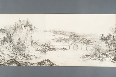 Lot 1289 - AFTER SESSHŪ TŌYŌ: A VERY LONG PRINTED HANDSCROLL OF A LANDSCAPE