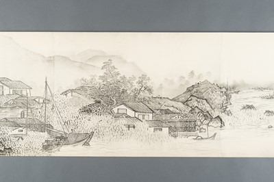 Lot 1289 - AFTER SESSHŪ TŌYŌ: A VERY LONG PRINTED HANDSCROLL OF A LANDSCAPE