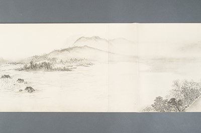 Lot 1289 - AFTER SESSHŪ TŌYŌ: A VERY LONG PRINTED HANDSCROLL OF A LANDSCAPE