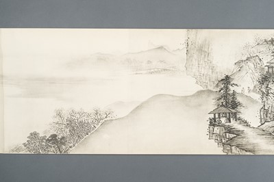 Lot 1289 - AFTER SESSHŪ TŌYŌ: A VERY LONG PRINTED HANDSCROLL OF A LANDSCAPE