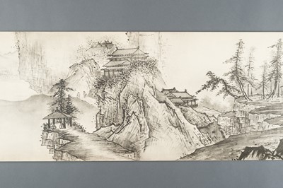 Lot 1289 - AFTER SESSHŪ TŌYŌ: A VERY LONG PRINTED HANDSCROLL OF A LANDSCAPE