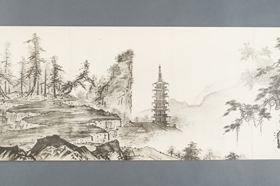 Lot 1289 - AFTER SESSHŪ TŌYŌ: A VERY LONG PRINTED HANDSCROLL OF A LANDSCAPE