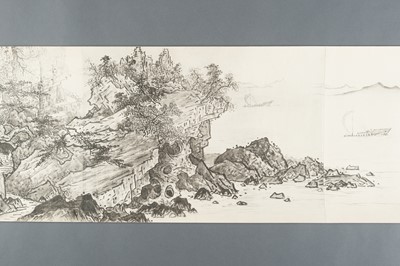 Lot 1289 - AFTER SESSHŪ TŌYŌ: A VERY LONG PRINTED HANDSCROLL OF A LANDSCAPE