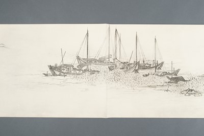 Lot 1289 - AFTER SESSHŪ TŌYŌ: A VERY LONG PRINTED HANDSCROLL OF A LANDSCAPE