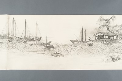 Lot 1289 - AFTER SESSHŪ TŌYŌ: A VERY LONG PRINTED HANDSCROLL OF A LANDSCAPE