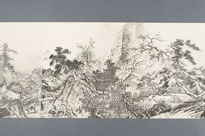 Lot 1289 - AFTER SESSHŪ TŌYŌ: A VERY LONG PRINTED HANDSCROLL OF A LANDSCAPE
