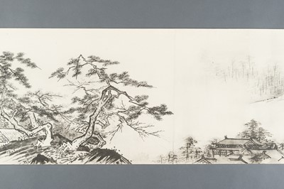 Lot 1289 - AFTER SESSHŪ TŌYŌ: A VERY LONG PRINTED HANDSCROLL OF A LANDSCAPE