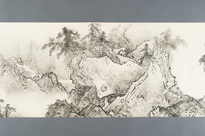 Lot 1289 - AFTER SESSHŪ TŌYŌ: A VERY LONG PRINTED HANDSCROLL OF A LANDSCAPE