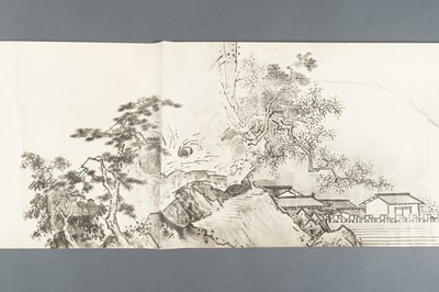Lot 1289 - AFTER SESSHŪ TŌYŌ: A VERY LONG PRINTED HANDSCROLL OF A LANDSCAPE