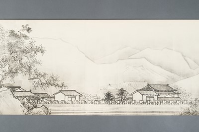 Lot 1289 - AFTER SESSHŪ TŌYŌ: A VERY LONG PRINTED HANDSCROLL OF A LANDSCAPE