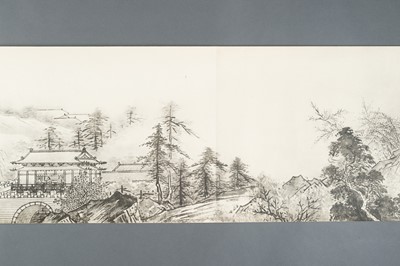 Lot 1289 - AFTER SESSHŪ TŌYŌ: A VERY LONG PRINTED HANDSCROLL OF A LANDSCAPE