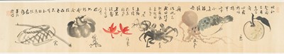 Lot 282 - AN EMAKI HANDSCROLL DEPICTING FOOD, MEIJI