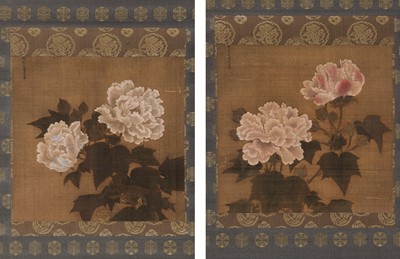 Lot 540 - ‘RED AND WHITE COTTON ROSES’, A PAIR OF SILK PAINTINGS AFTER LI DI (C. 1100–AFTER 1197)