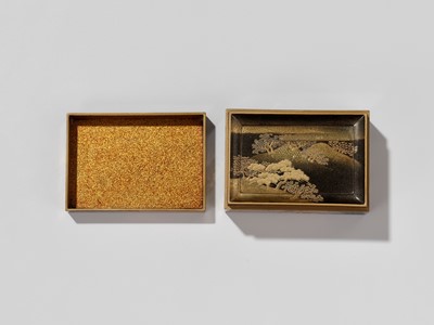 Lot 13 - A RARE LACQUER BOX AND COVER WITH INTERIOR TRAY AND TWO SMALLER BOXES, FOR THE INCENSE MATCHING GAME
