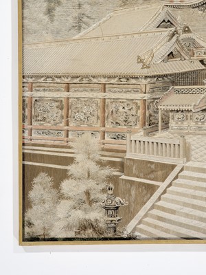 Lot 68 - A SUPERBLY EMBROIDERED PANEL OF YOMEIMON GATE