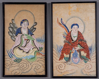 Lot 388 - TWO QING DYNASTY PANTINGS OF DEITIES