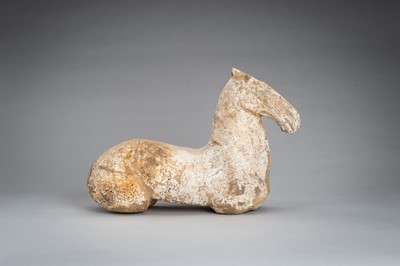 Lot 519 - A POTTERY FIGURE OF A HORSE, HAN DYNASTY