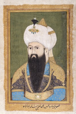 Lot 699 - AN INDIAN MINIATURE PAINTING WITH PORTRAIT OF A MUGHAL NOBLEMAN, LATE 19th CENTURY