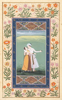 Lot 2141 - AN INDIAN MINIATURE PAINTING OF TWO LOVERS