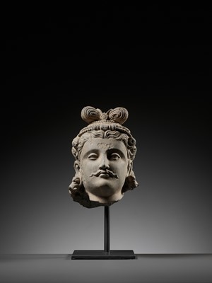 Lot 226 - AN IMPORTANT SCHIST HEAD OF MAITREYA, ANCIENT REGION OF GANDHARA, 2ND-3RD CENTURY