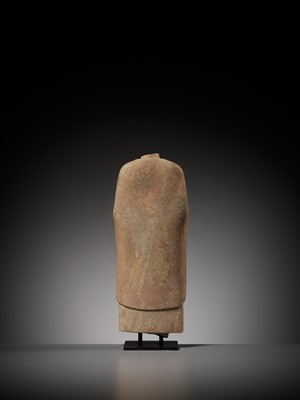 Lot 159 - A SMALL WHITE MARBLE TORSO OF BUDDHA, NORTHERN QI DYNASTY