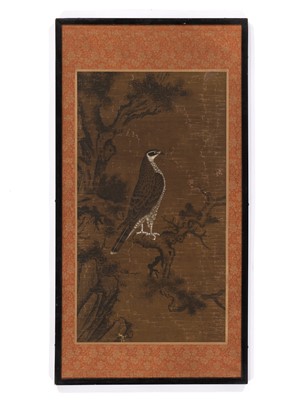 Lot 542 - ‘YELLOW HAWK ON AN OLD JUNIPER’, AFTER ZHANG SHUNZI AND XUEJIE WENG, MING DYNASTY