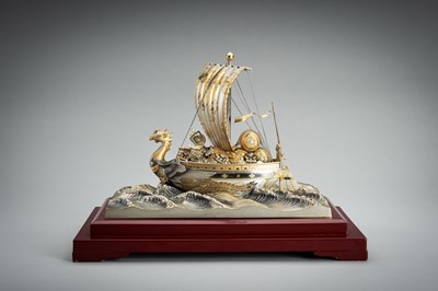 Lot 64 - A SILVER AND GILT TAKARABUNE (TREASURE BOAT), TAISHO