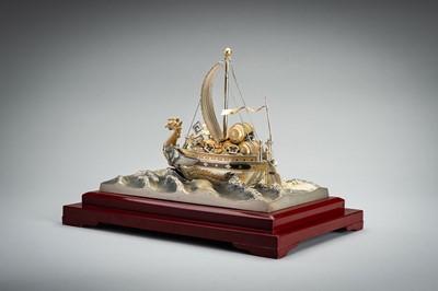 Lot 64 - A SILVER AND GILT TAKARABUNE (TREASURE BOAT), TAISHO