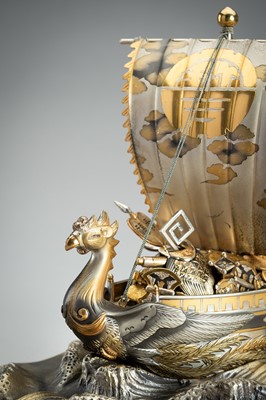 Lot 64 - A SILVER AND GILT TAKARABUNE (TREASURE BOAT), TAISHO