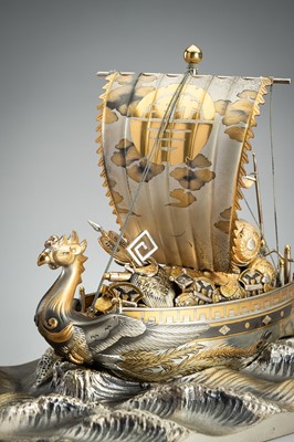 Lot 64 - A SILVER AND GILT TAKARABUNE (TREASURE BOAT), TAISHO