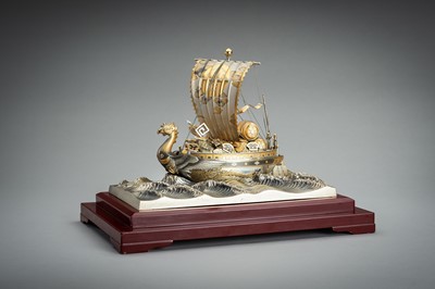 Lot 64 - A SILVER AND GILT TAKARABUNE (TREASURE BOAT), TAISHO