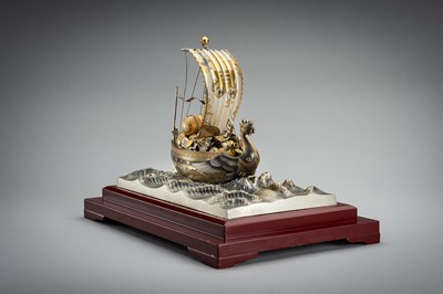 Lot 64 - A SILVER AND GILT TAKARABUNE (TREASURE BOAT), TAISHO