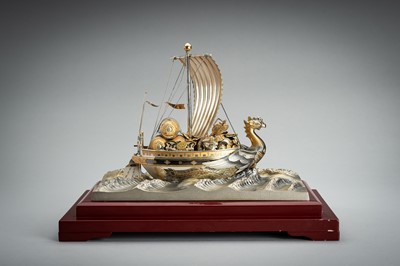 Lot 64 - A SILVER AND GILT TAKARABUNE (TREASURE BOAT), TAISHO