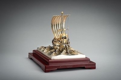 Lot 64 - A SILVER AND GILT TAKARABUNE (TREASURE BOAT), TAISHO