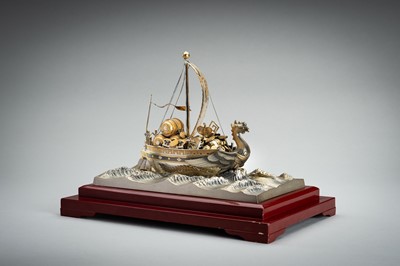 Lot 64 - A SILVER AND GILT TAKARABUNE (TREASURE BOAT), TAISHO