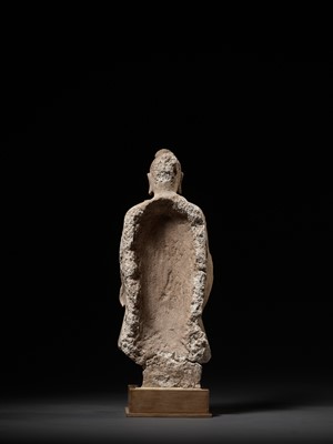 Lot 229 - A RARE AND IMPORTANT STUCCO FIGURE OF BUDDHA, ANCIENT REGION OF GANDHARA